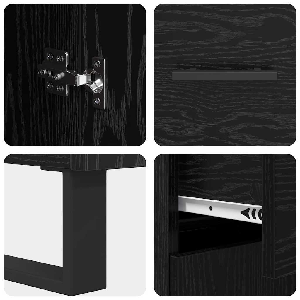 vidaXL Highboard z szufladą 2 pcs Czarny Dąb 69,5 x 34 x 180 cm