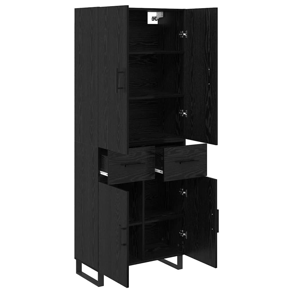 vidaXL Highboard z szufladą 2 pcs Czarny Dąb 69,5 x 34 x 180 cm