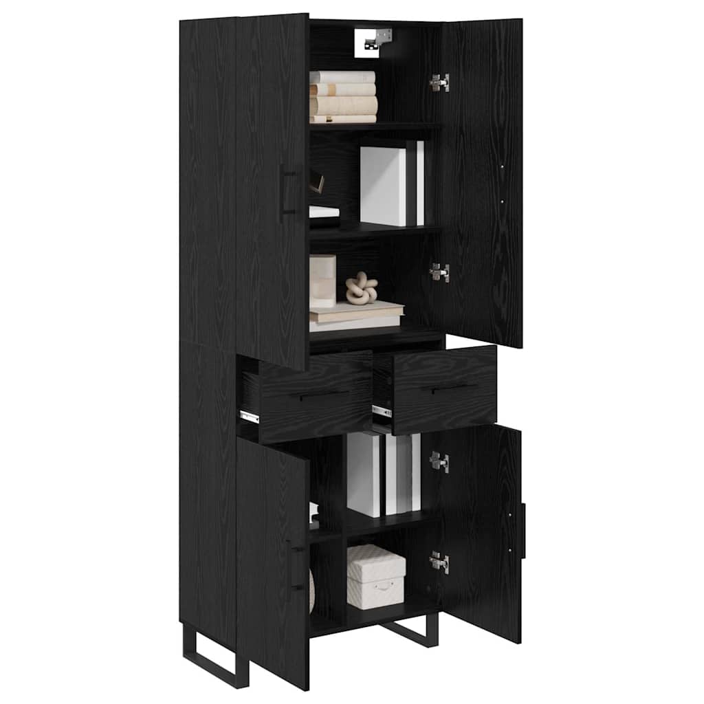 vidaXL Highboard z szufladą 2 pcs Czarny Dąb 69,5 x 34 x 180 cm