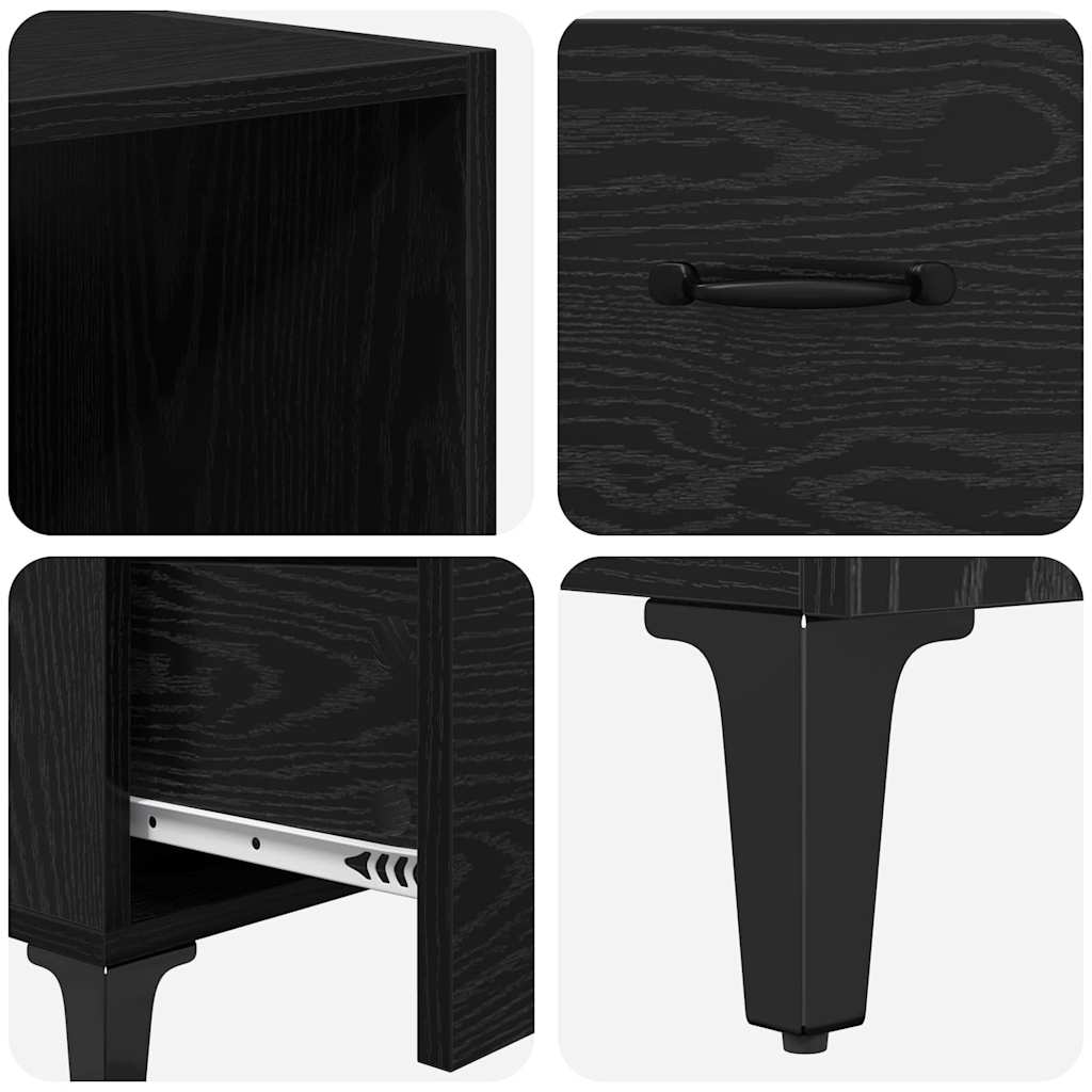 vidaXL Highboard Czarny Dąb 69,5 x 34 x 180 cm Materiał drewnopochodny