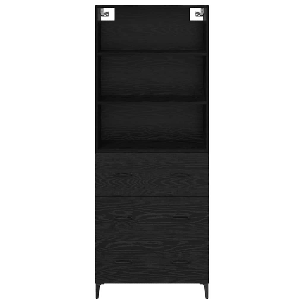 vidaXL Highboard Czarny Dąb 69,5 x 34 x 180 cm Materiał drewnopochodny