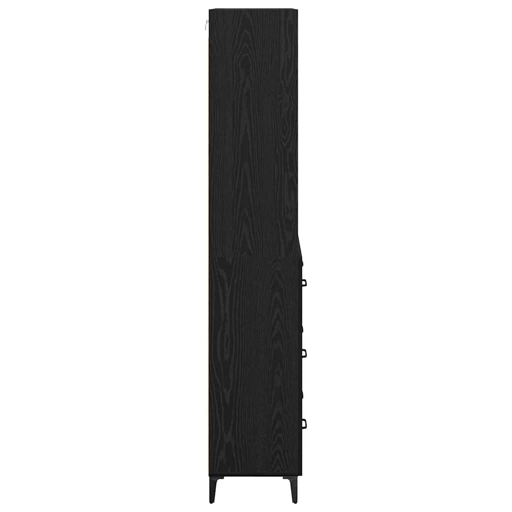 vidaXL Highboard Czarny Dąb 69,5 x 34 x 180 cm Materiał drewnopochodny