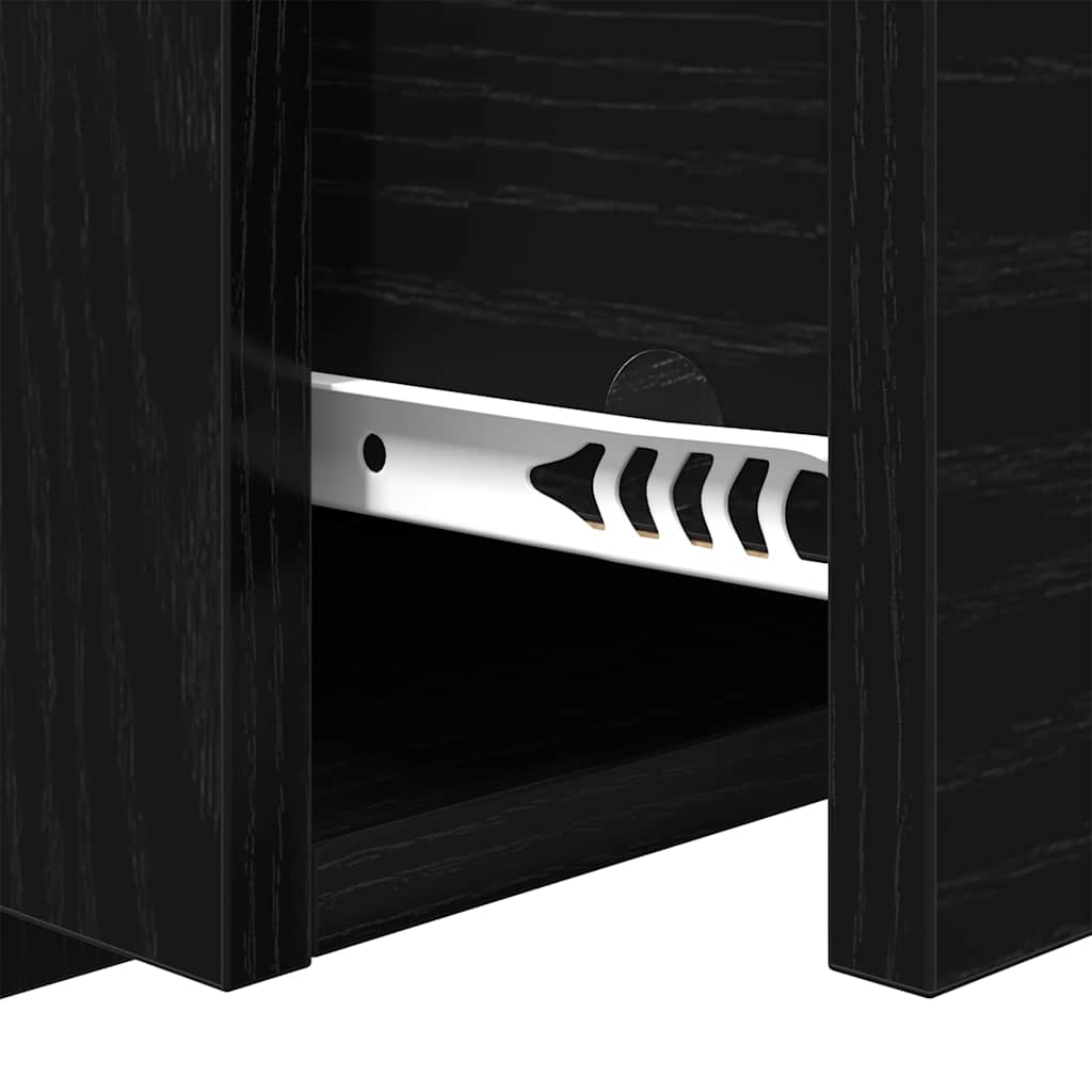 vidaXL Zagłówek z szafką 3 pcs Czarny Dąb Materiał drewnopochodny