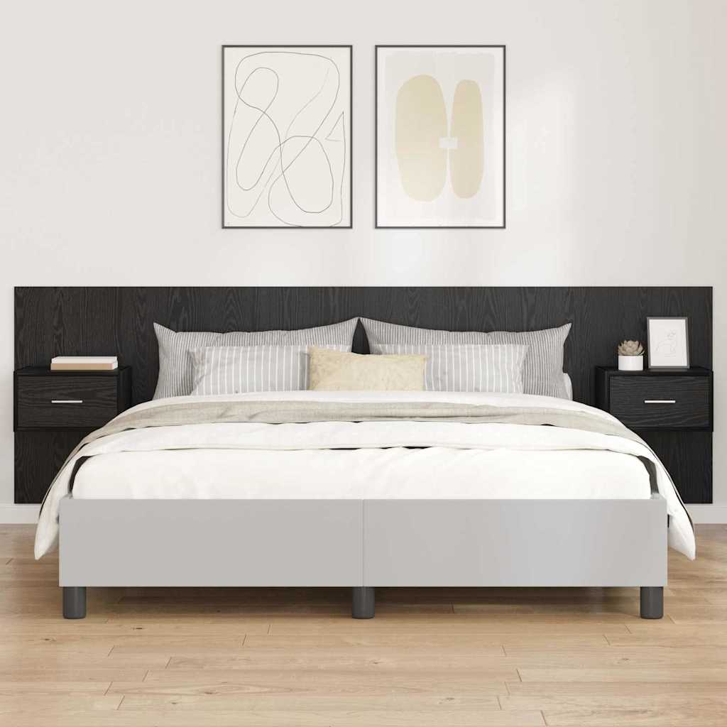 vidaXL Zagłówek z szafką 3 pcs Czarny Dąb Materiał drewnopochodny