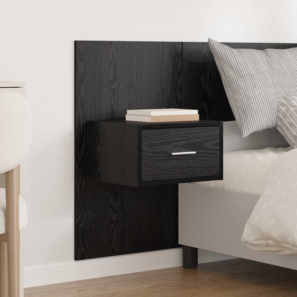vidaXL Zagłówek z szafką 3 pcs Czarny Dąb Materiał drewnopochodny