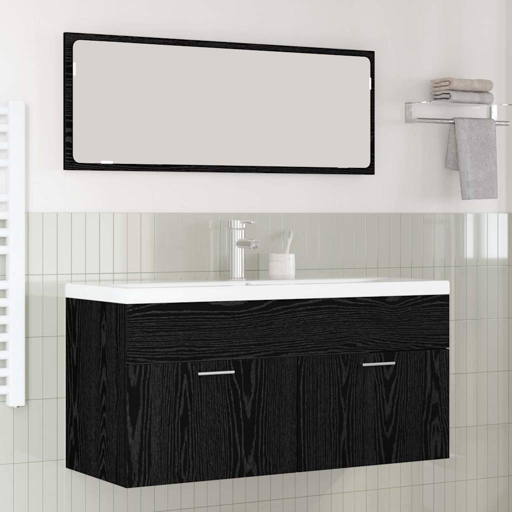 vidaXL Szafka Łazienkowa z drzwiami Czarny Dąb 100 x 38,5 x 46 cm
