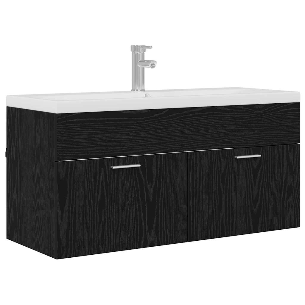 vidaXL Szafka Łazienkowa z drzwiami Czarny Dąb 100 x 38,5 x 46 cm