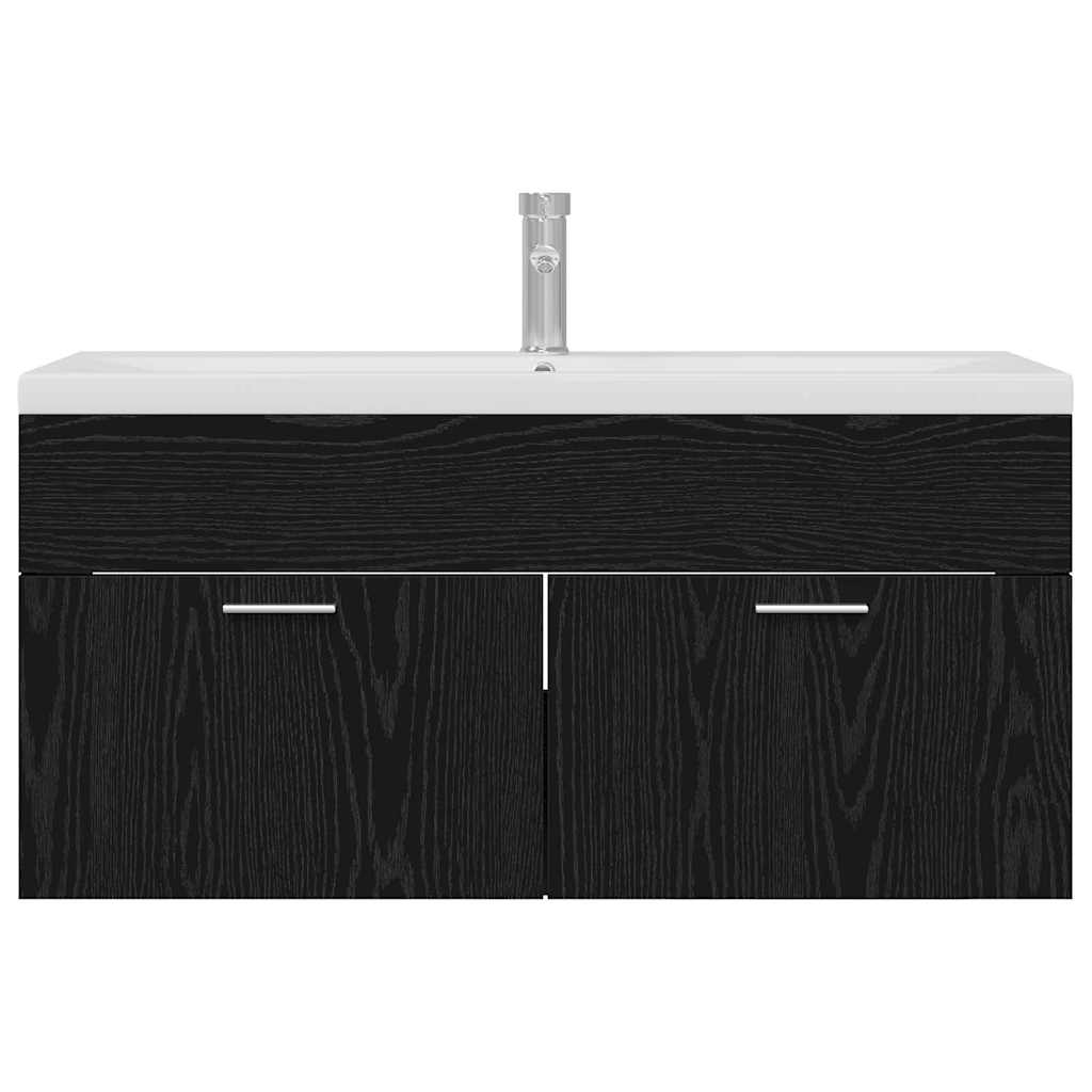 vidaXL Szafka Łazienkowa z drzwiami Czarny Dąb 100 x 38,5 x 46 cm
