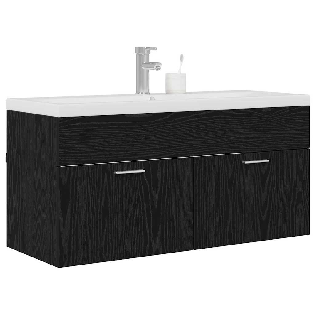 vidaXL Szafka Łazienkowa z drzwiami Czarny Dąb 100 x 38,5 x 46 cm