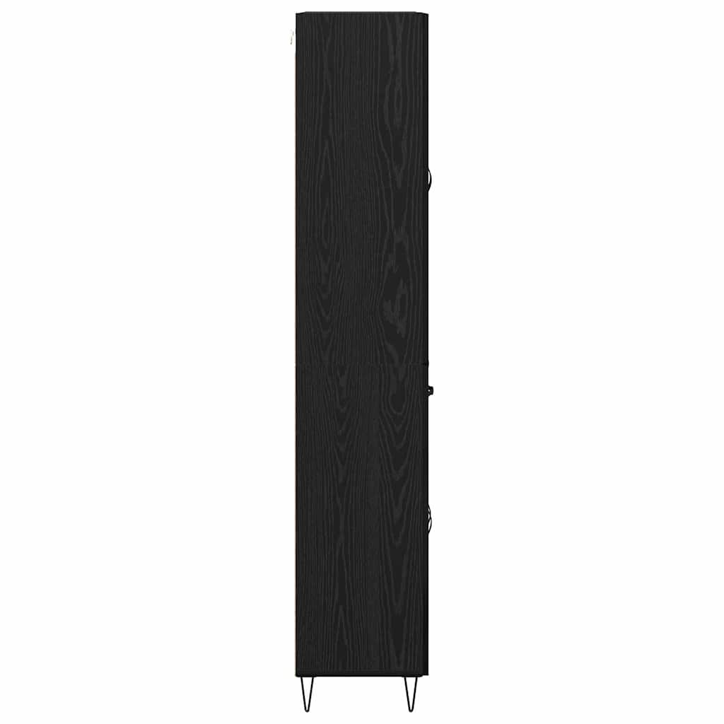 vidaXL Highboard 2 pcs Czarny Dąb Drewno inżynieryjne i szkło