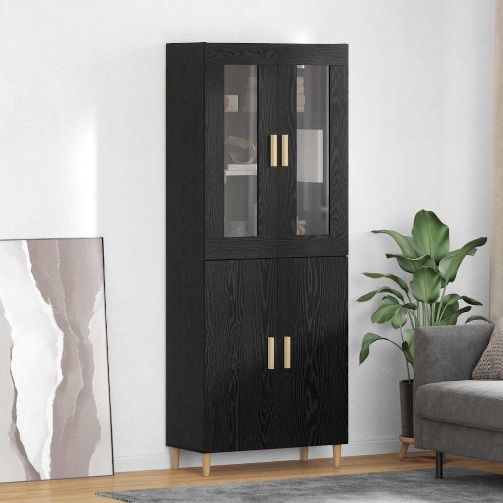 vidaXL Highboard Czarny Dąb 69,5 x 34 x 180 cm