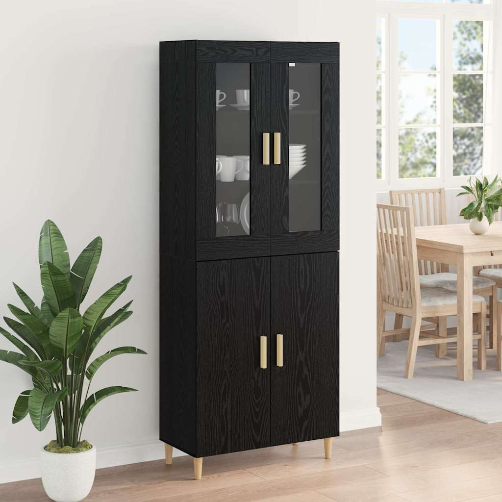 vidaXL Highboard Czarny Dąb 69,5 x 34 x 180 cm