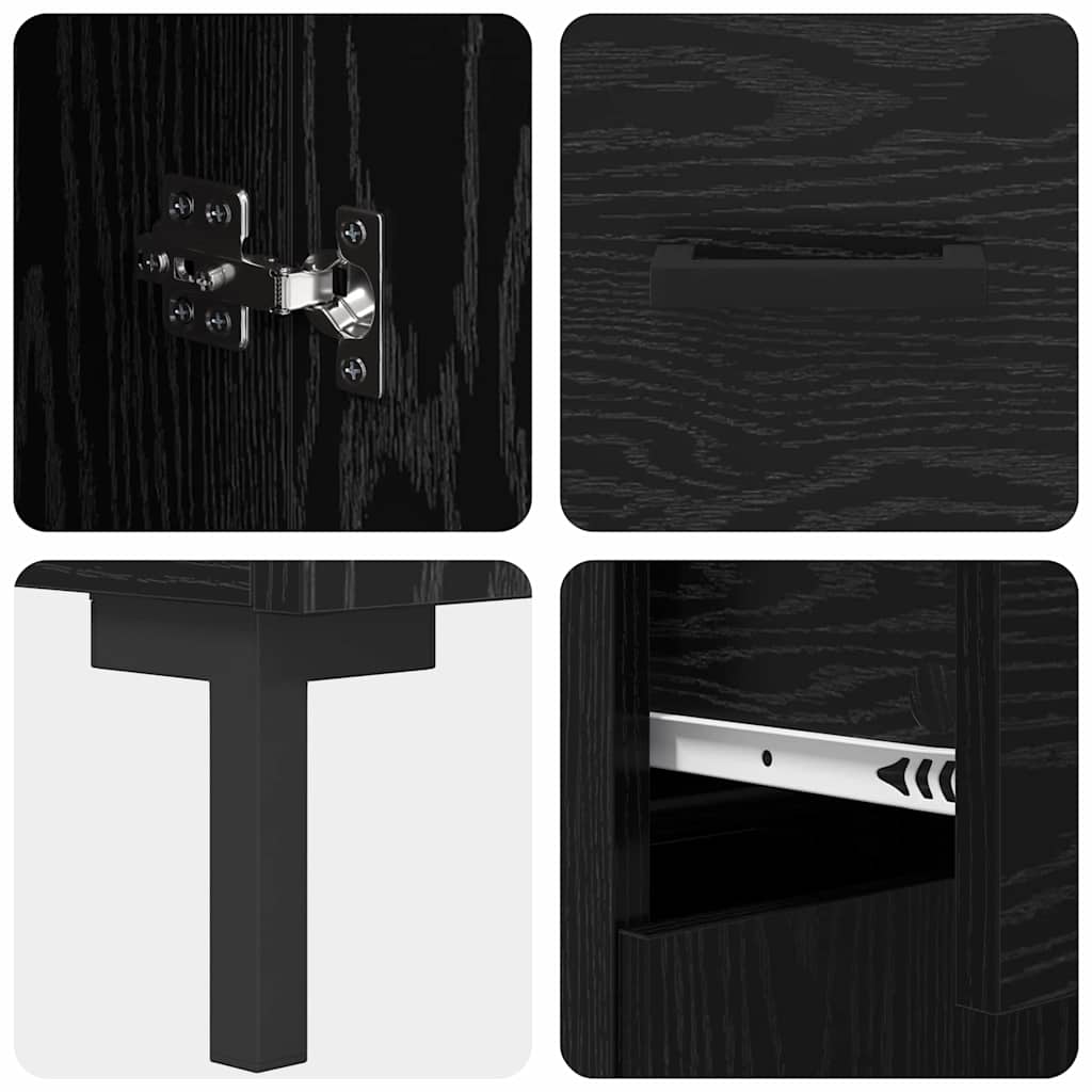 vidaXL Highboard z szufladą 2 pcs Czarny Dąb Materiał drewnopochodny