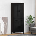 vidaXL Highboard z szufladą 2 pcs Czarny Dąb Materiał drewnopochodny
