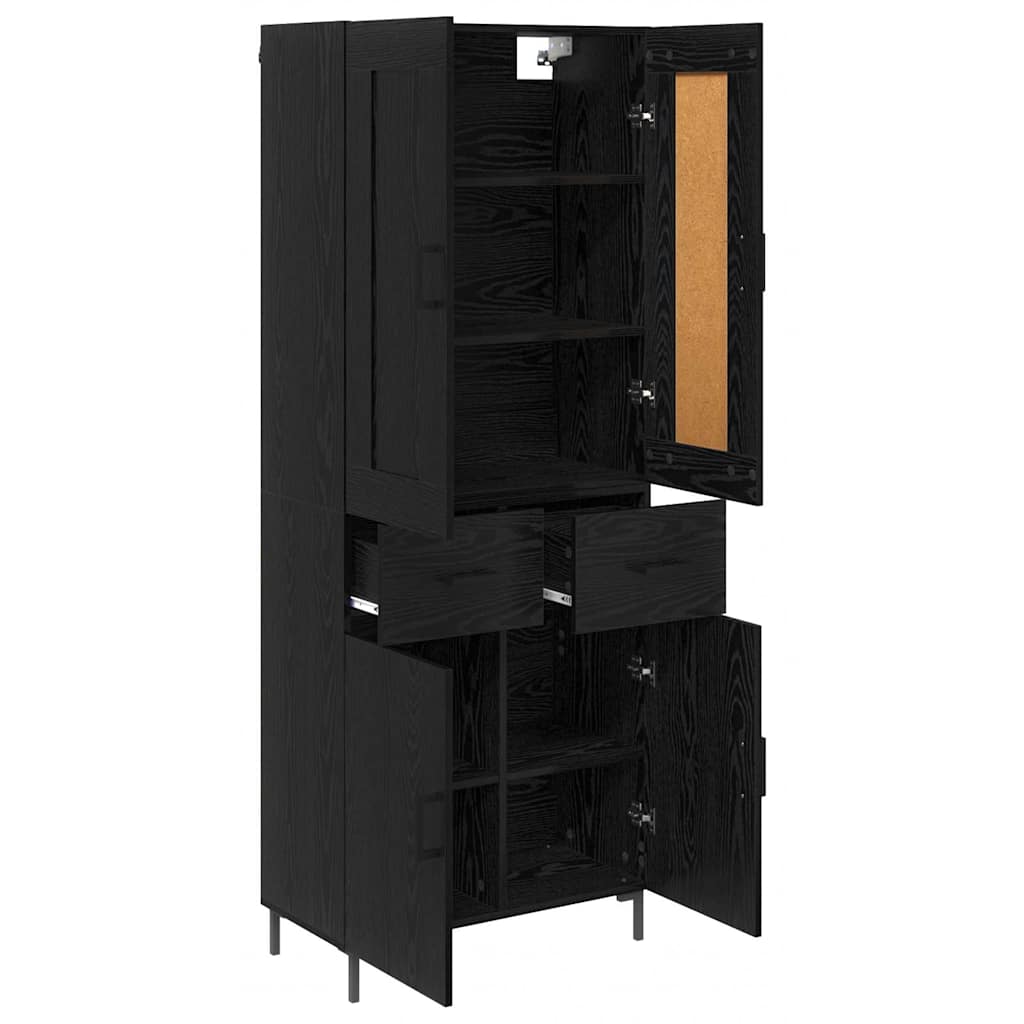 vidaXL Highboard z szufladą 2 pcs Czarny Dąb Materiał drewnopochodny