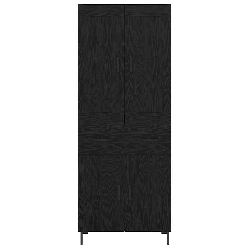 vidaXL Highboard z szufladą 2 pcs Czarny Dąb Materiał drewnopochodny