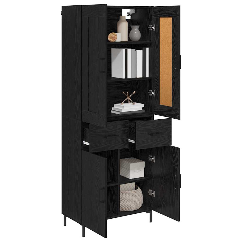 vidaXL Highboard z szufladą 2 pcs Czarny Dąb Materiał drewnopochodny