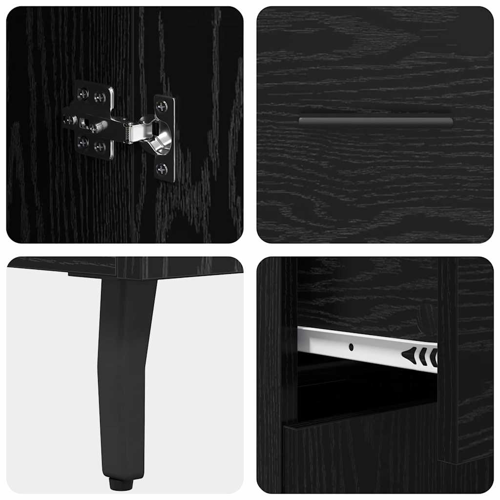vidaXL Highboard 2 pcs Czarny dąb Drewno inżynieryjne i szkło