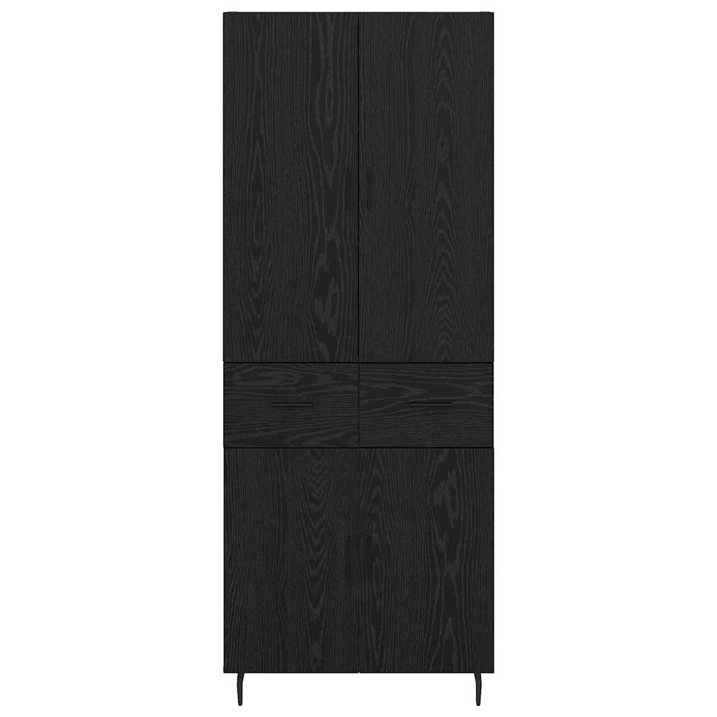 vidaXL Highboard 2 pcs Czarny dąb Drewno inżynieryjne i szkło