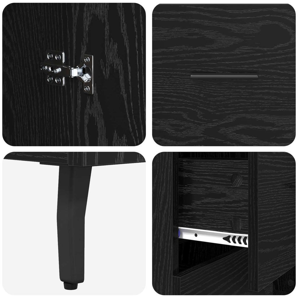 vidaXL Highboard z szufladą 2 pcs Czarny Dąb Materiał drewnopochodny