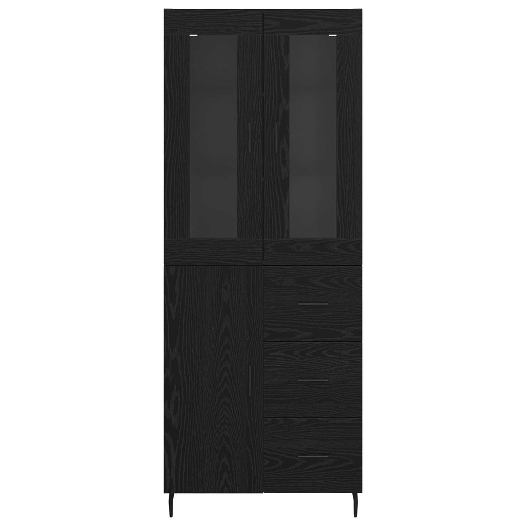 vidaXL Highboard z szufladą 2 pcs Czarny Dąb Materiał drewnopochodny