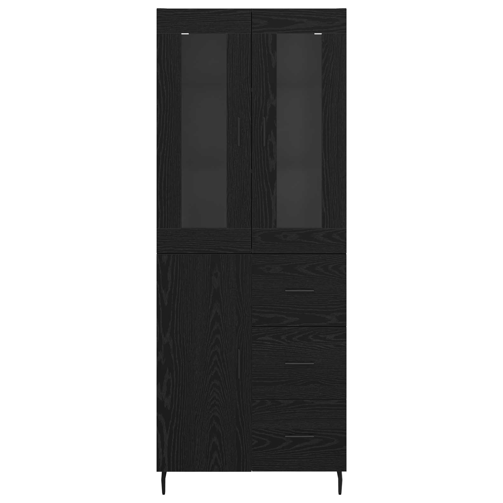 vidaXL Highboard z szufladą 2 pcs Czarny Dąb Materiał drewnopochodny
