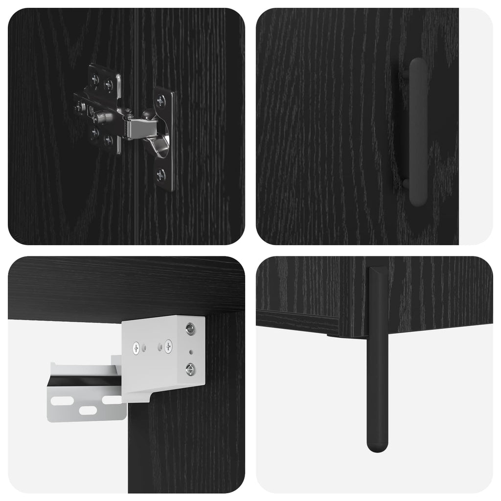 vidaXL Highboard Czarny Dąb 69,5 x 34 x 180 cm Materiał drewnopochodny