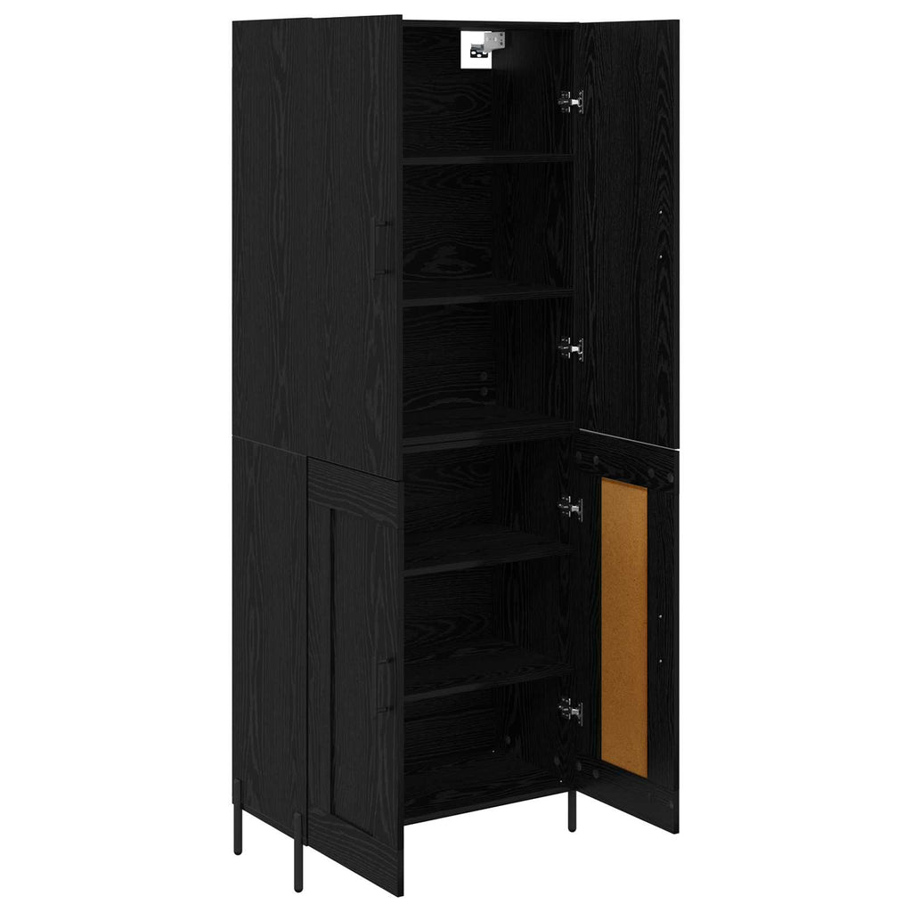 vidaXL Highboard Czarny Dąb 69,5 x 34 x 180 cm Materiał drewnopochodny