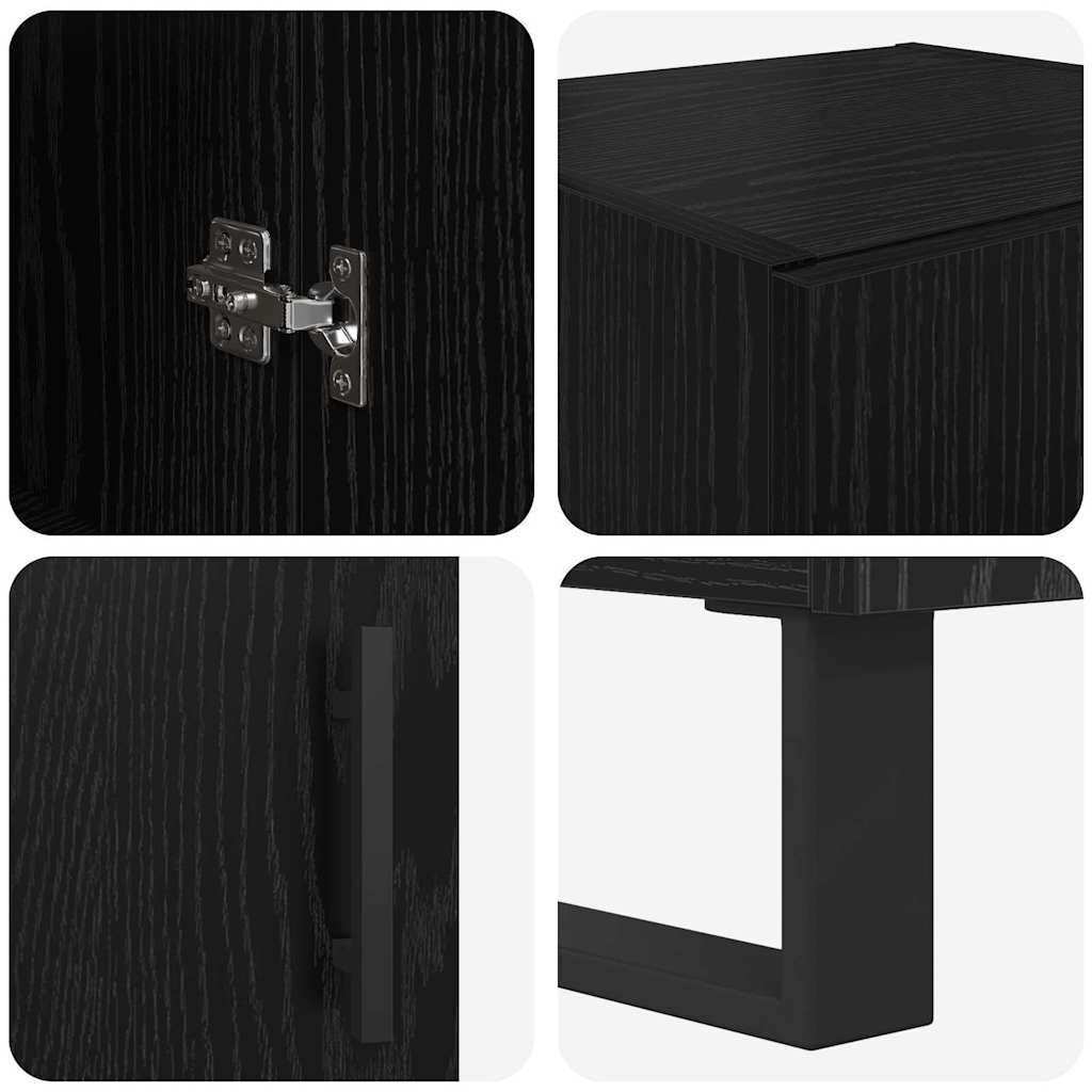 vidaXL Highboard Czarny Dąb 34,5 x 34 x 180 cm Materiał drewnopochodny