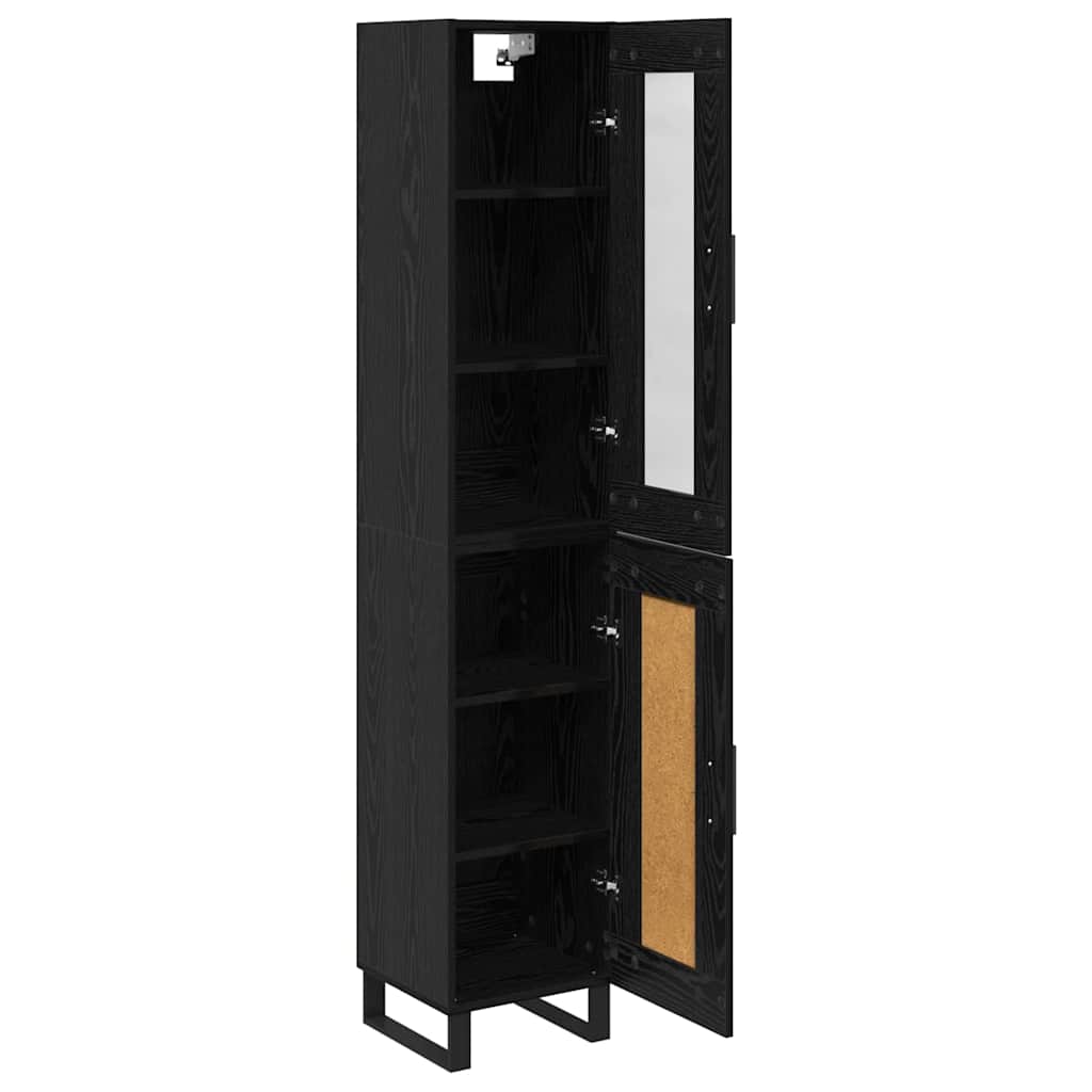 vidaXL Highboard Czarny Dąb 34,5 x 34 x 180 cm Materiał drewnopochodny