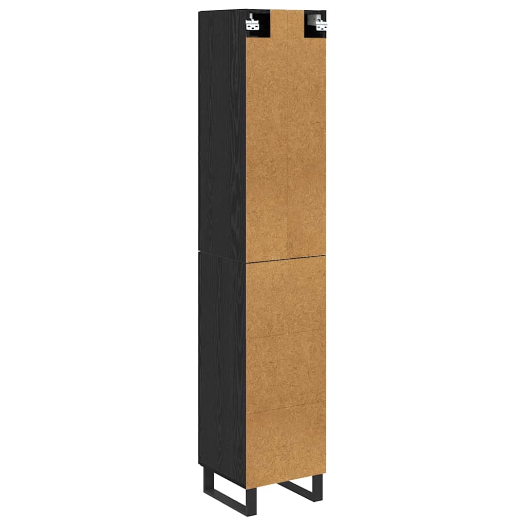 vidaXL Highboard Czarny Dąb 34,5 x 34 x 180 cm Materiał drewnopochodny