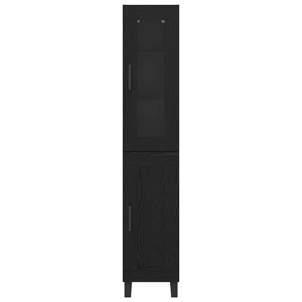 vidaXL Highboard Czarny Dąb 34,5 x 34 x 180 cm Materiał drewnopochodny