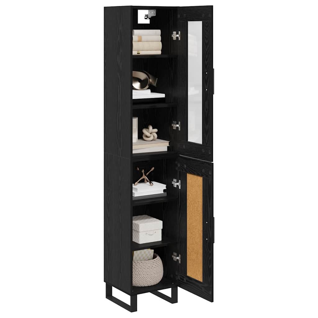 vidaXL Highboard Czarny Dąb 34,5 x 34 x 180 cm Materiał drewnopochodny