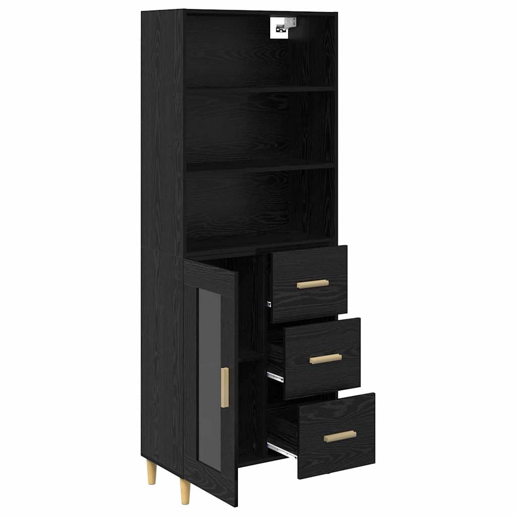 vidaXL Highboard z szufladą Czarny Dąb 69,5 x 32,5 x 180 cm