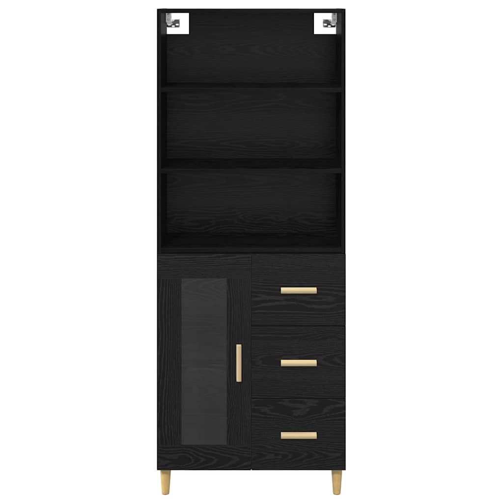 vidaXL Highboard z szufladą Czarny Dąb 69,5 x 32,5 x 180 cm