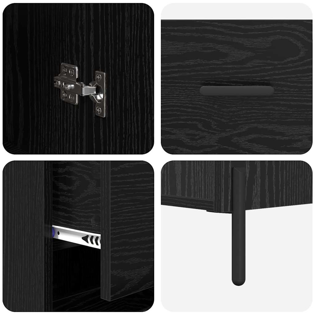 vidaXL Highboard Czarny Dąb 34,5 x 34 x 180 cm Materiał drewnopochodny