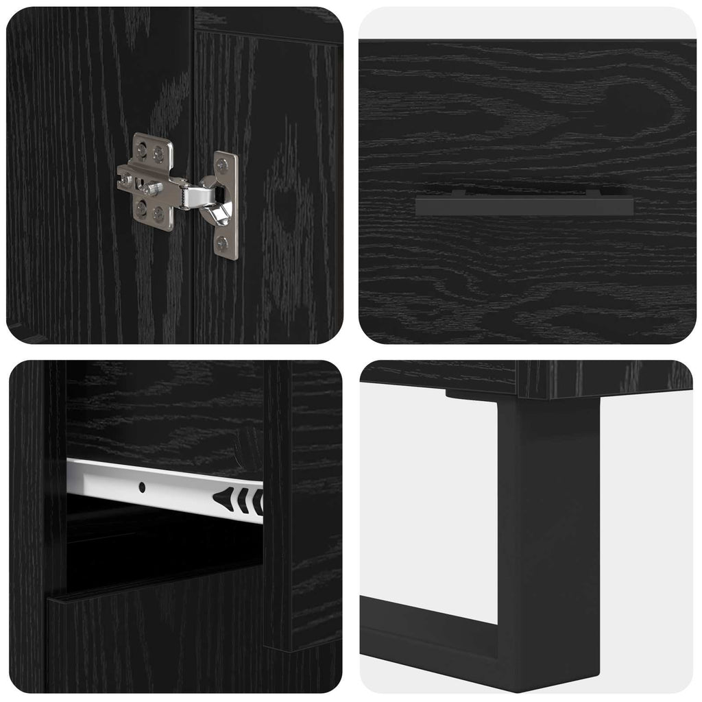 vidaXL Highboard 2 pcs Czarny Dąb Drewno inżynieryjne i szkło