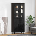 vidaXL Highboard 2 pcs Czarny Dąb Drewno inżynieryjne i szkło