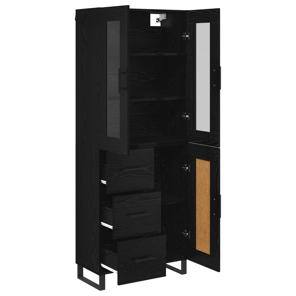 vidaXL Highboard 2 pcs Czarny Dąb Drewno inżynieryjne i szkło