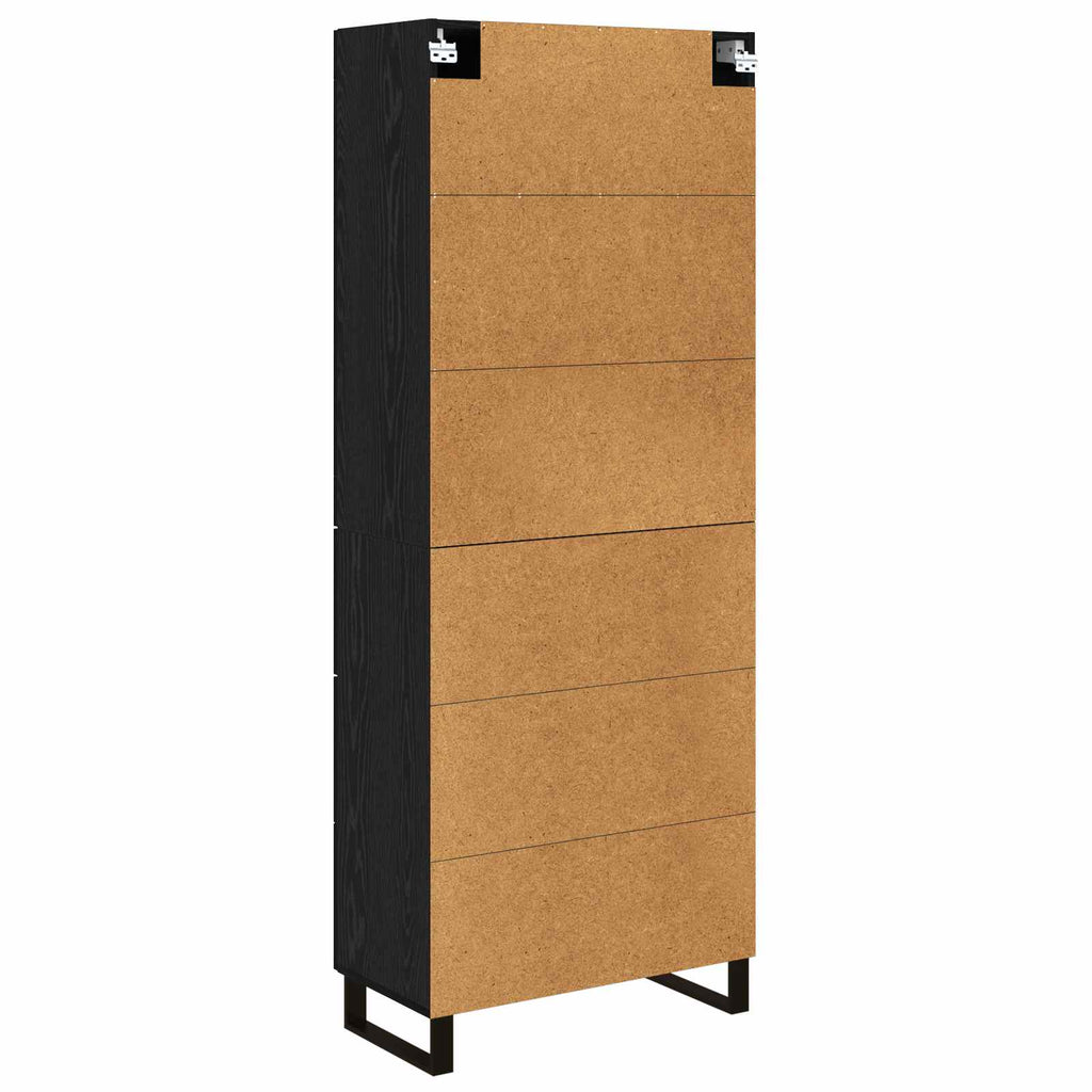 vidaXL Highboard 2 pcs Czarny Dąb Drewno inżynieryjne i szkło