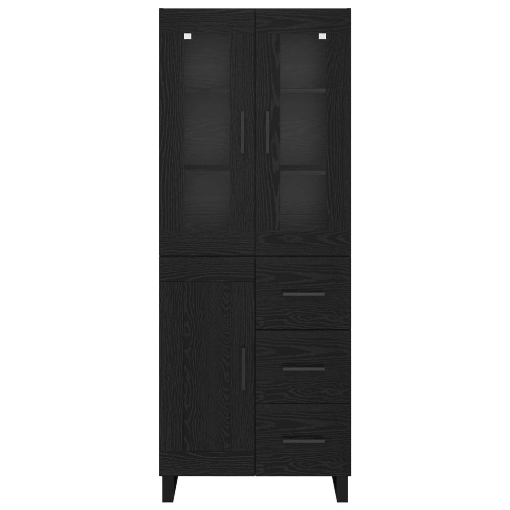 vidaXL Highboard 2 pcs Czarny Dąb Drewno inżynieryjne i szkło
