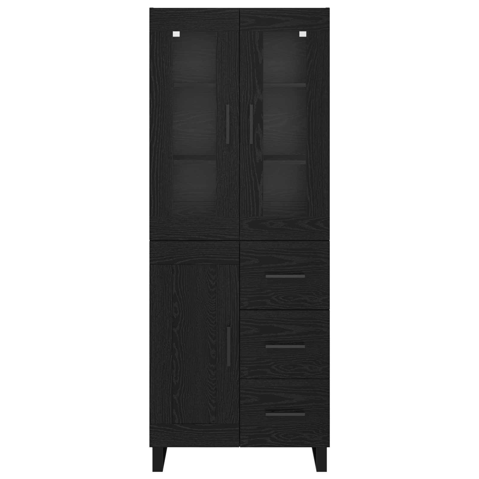 vidaXL Highboard 2 pcs Czarny Dąb Drewno inżynieryjne i szkło