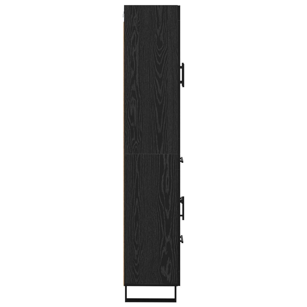 vidaXL Highboard 2 pcs Czarny Dąb Drewno inżynieryjne i szkło