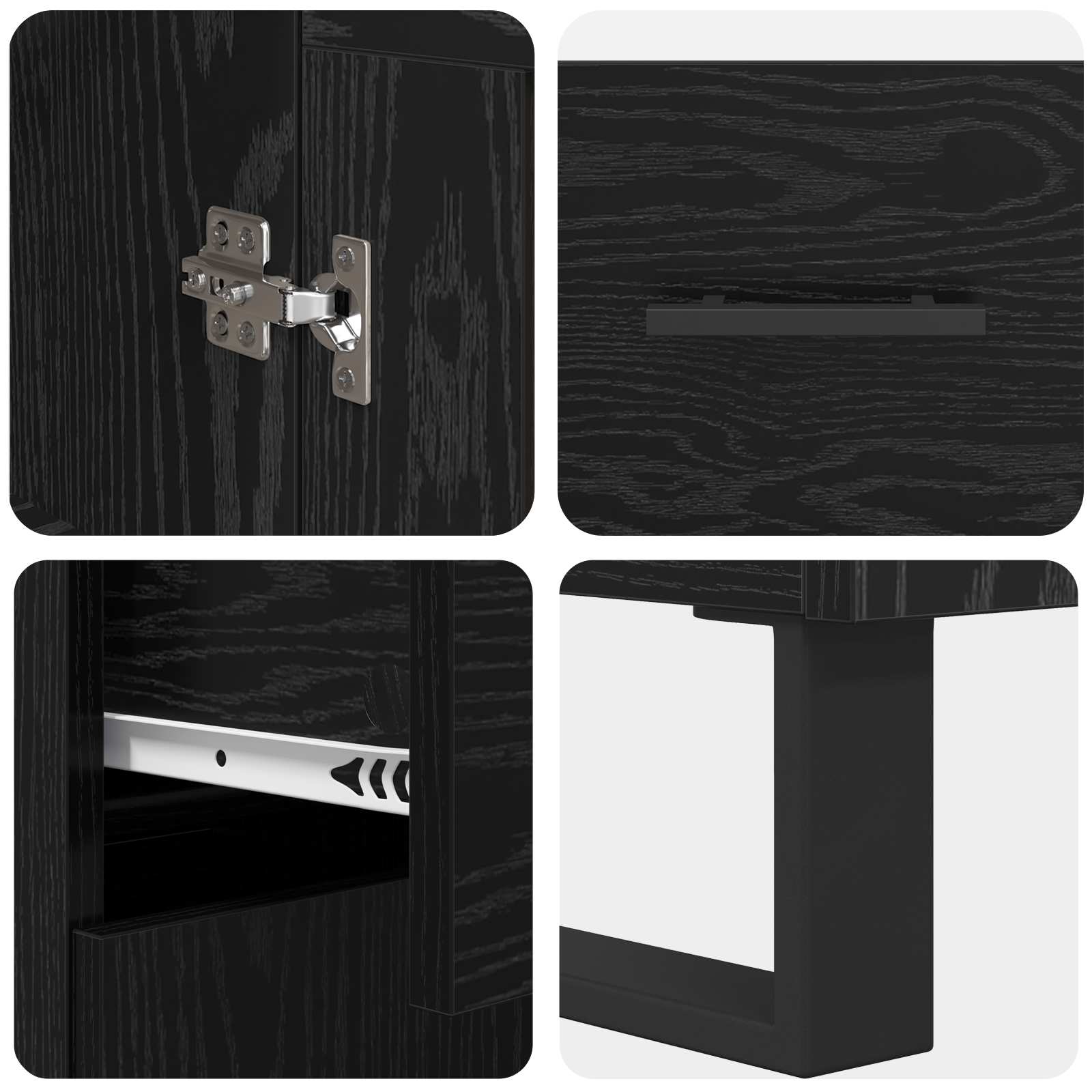 vidaXL Highboard 2 pcs Czarny Dąb Drewno inżynieryjne i szkło