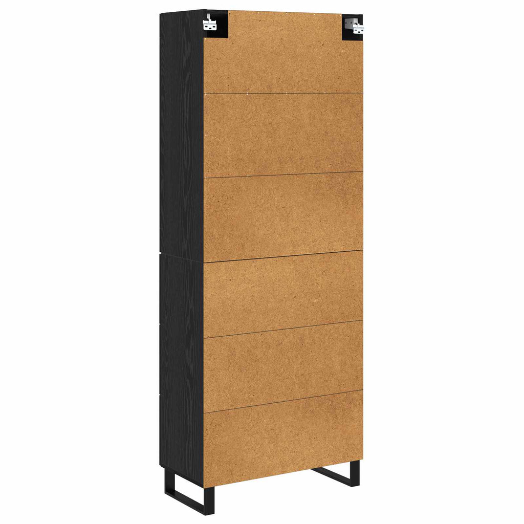 vidaXL Highboard 2 pcs Czarny Dąb Drewno inżynieryjne i szkło