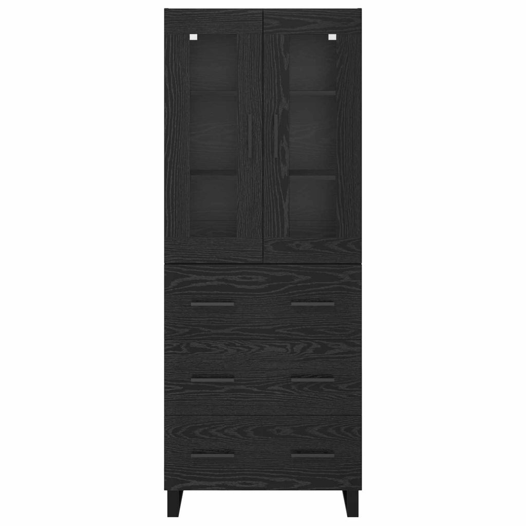vidaXL Highboard 2 pcs Czarny Dąb Drewno inżynieryjne i szkło