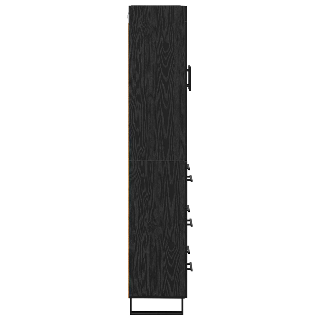 vidaXL Highboard 2 pcs Czarny Dąb Drewno inżynieryjne i szkło