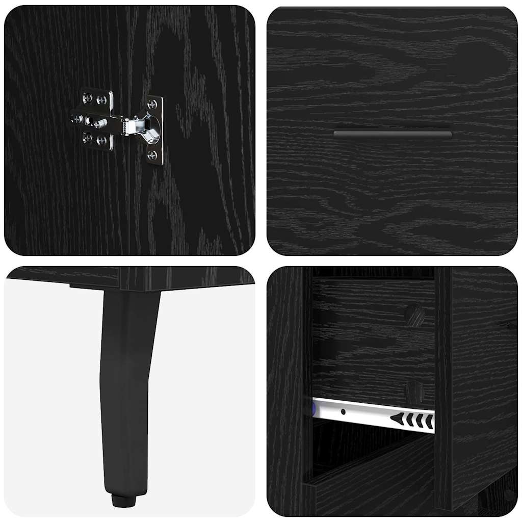 vidaXL Highboard 2 pcs Czarny dąb Drewno inżynieryjne i szkło