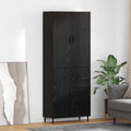 vidaXL Highboard 2 pcs Czarny dąb Drewno inżynieryjne i szkło