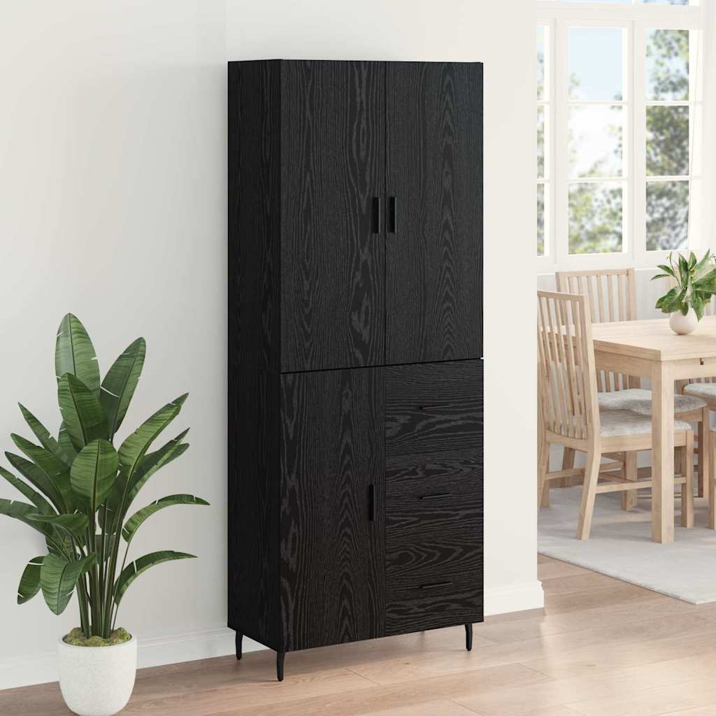 vidaXL Highboard 2 pcs Czarny dąb Drewno inżynieryjne i szkło